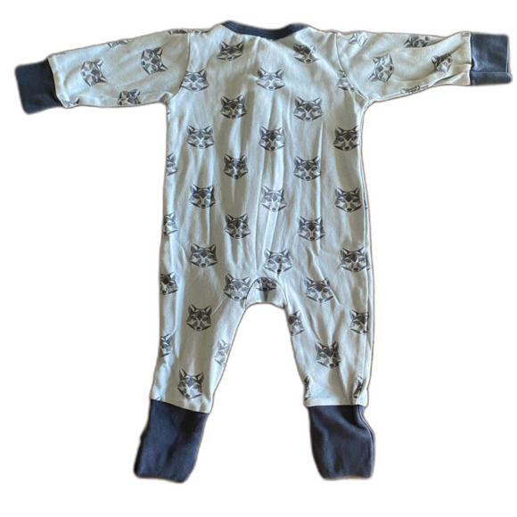 City Mouse Blue Wolf Adjustable Zip Romper 3-6 Months - Picture 2 of 9